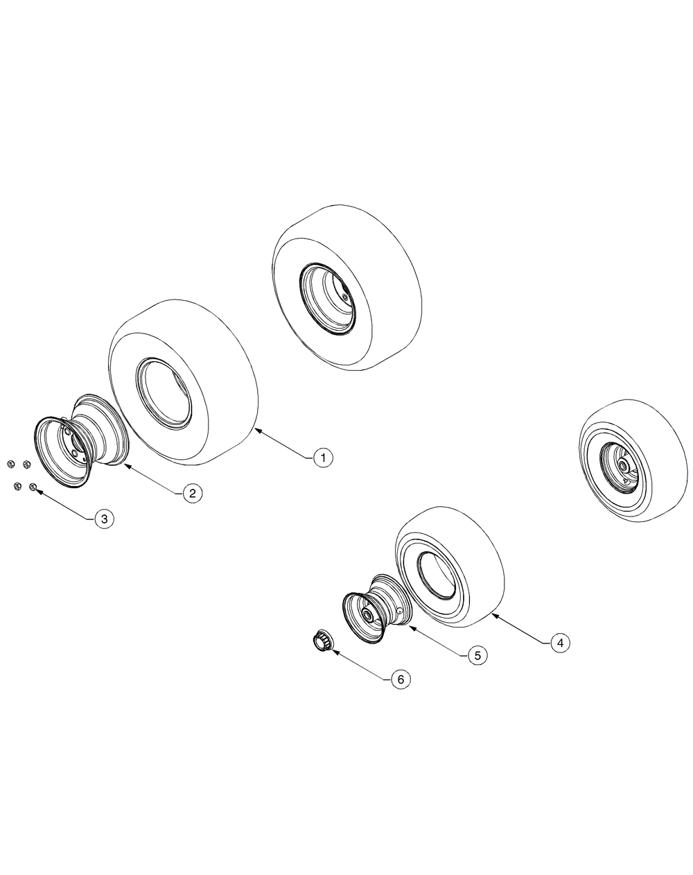 Wheels Diagram and Parts List for LT1040 13AX10CG709-13AX10CG710-13BX10CG710 Cub Cadet Lawn Tractor